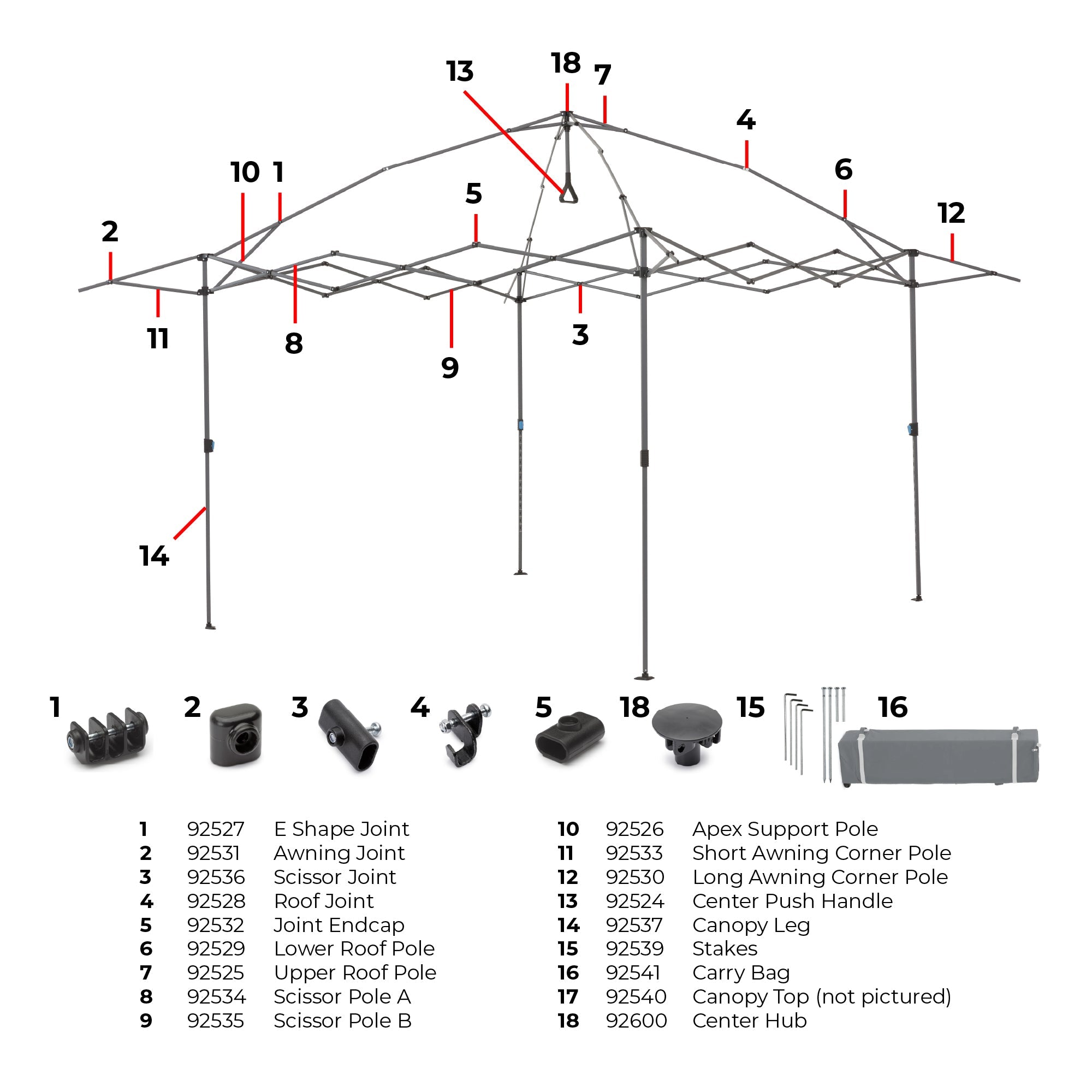 Upper Roof Pole - Part #: 92525