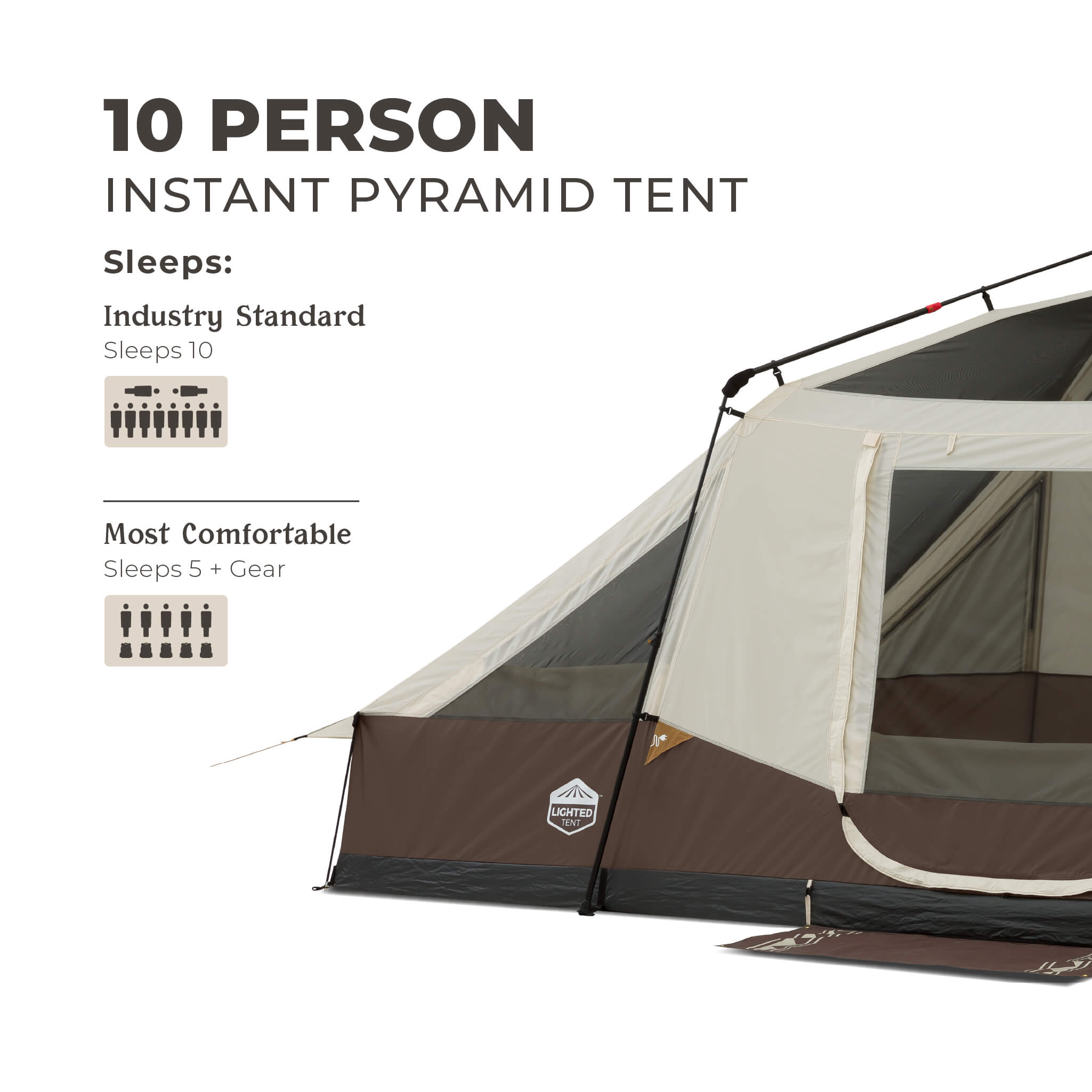 10 Person Lighted Instant Pyramid Tent