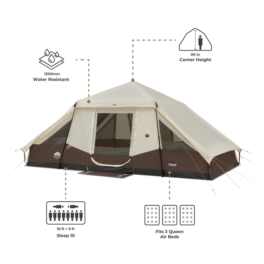 10 Person Lighted Instant Pyramid Tent