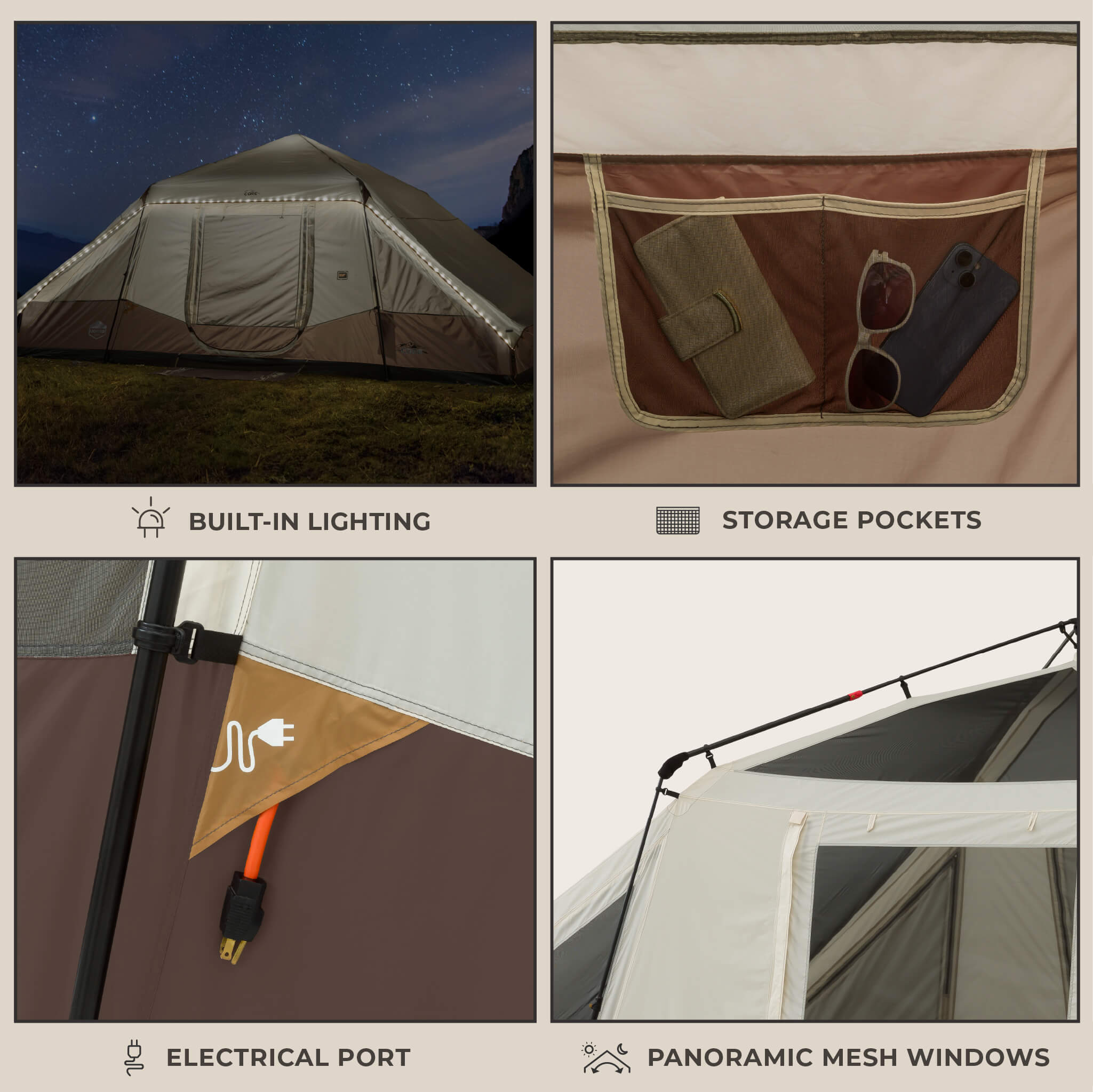 10 Person Lighted Instant Pyramid Tent