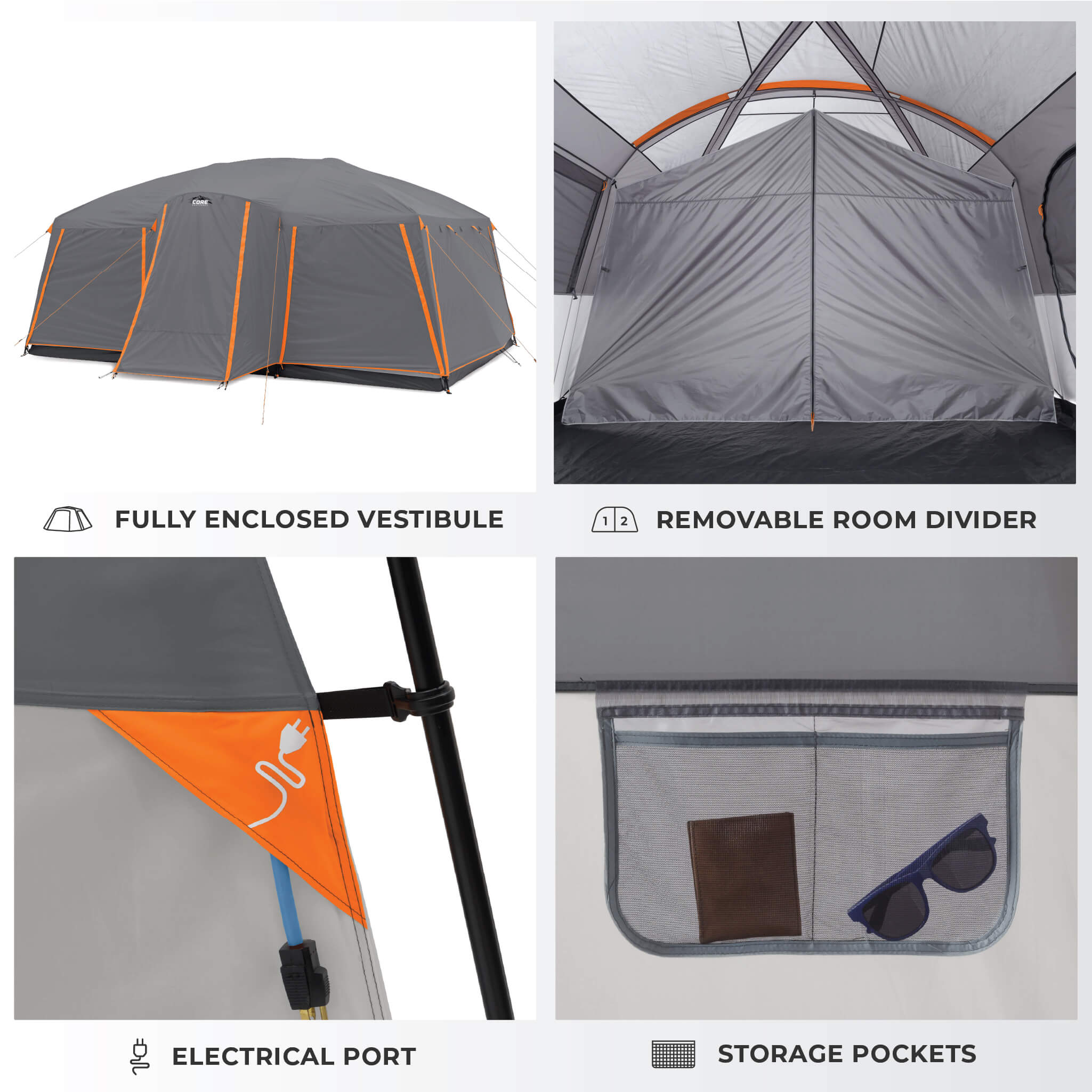 12 Person Straight Wall Cabin Tent with Full Rainfly