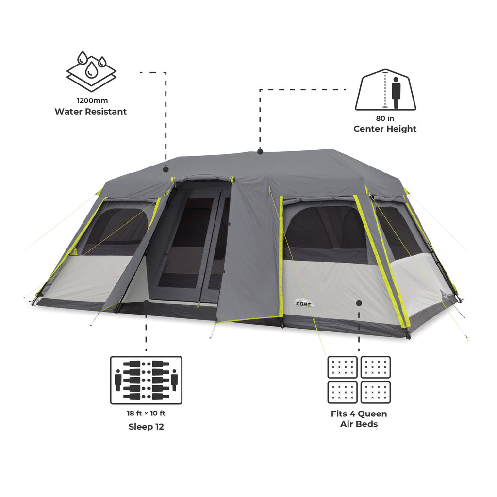 12 Person Instant Cabin Tent with Full Rainfly