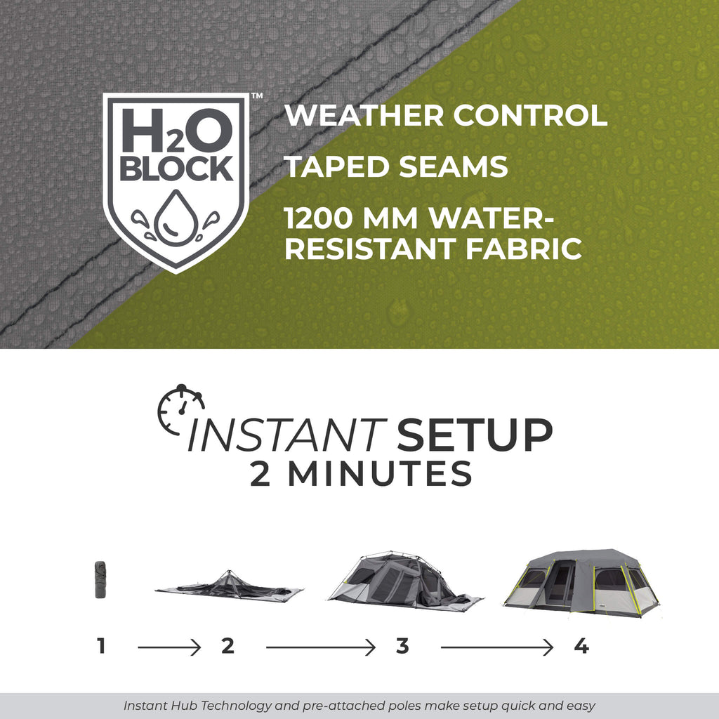 12 Person Instant Cabin Tent with Full Rainfly