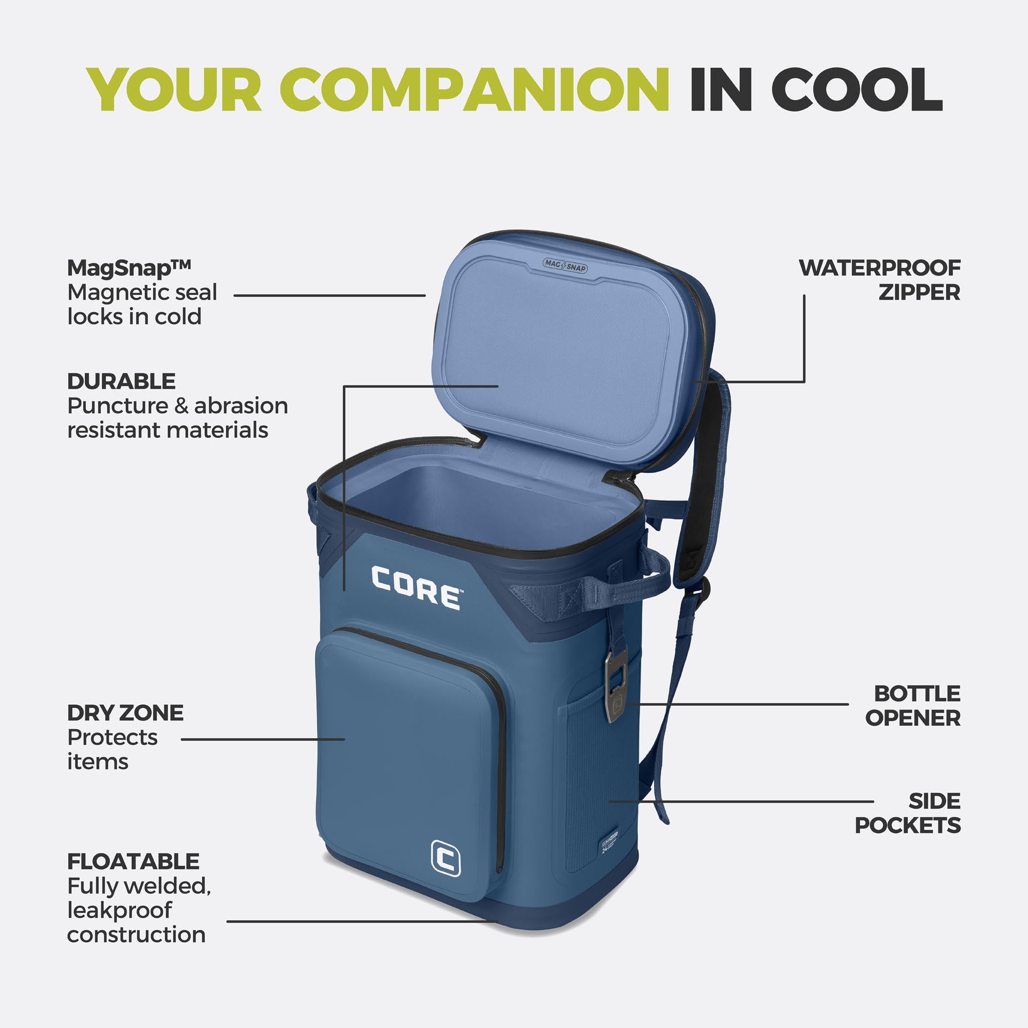 CLIMAKEEP Magnetic 24 Can Backpack Soft Cooler