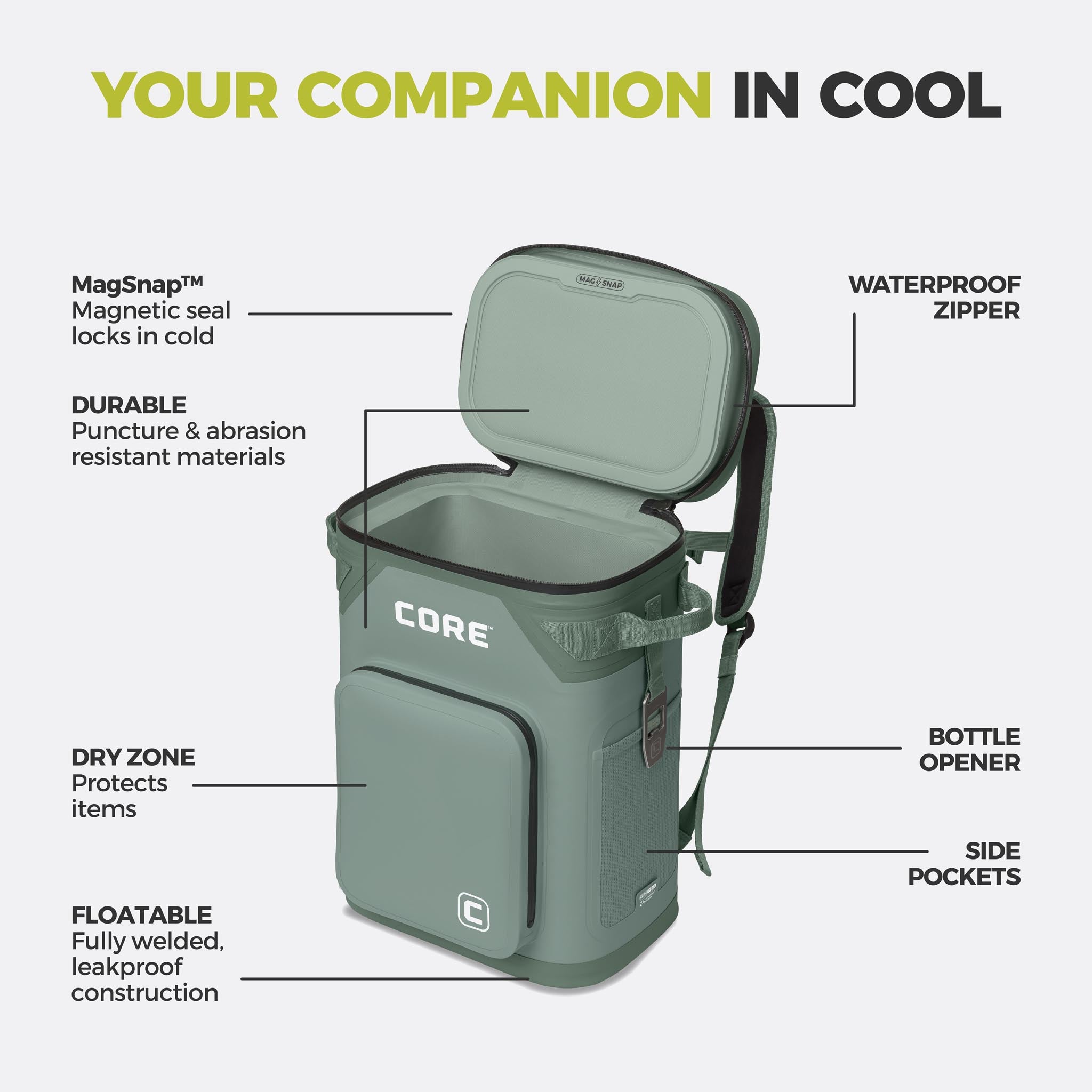 CLIMAKEEP Magnetic 24 Can Backpack Soft Cooler