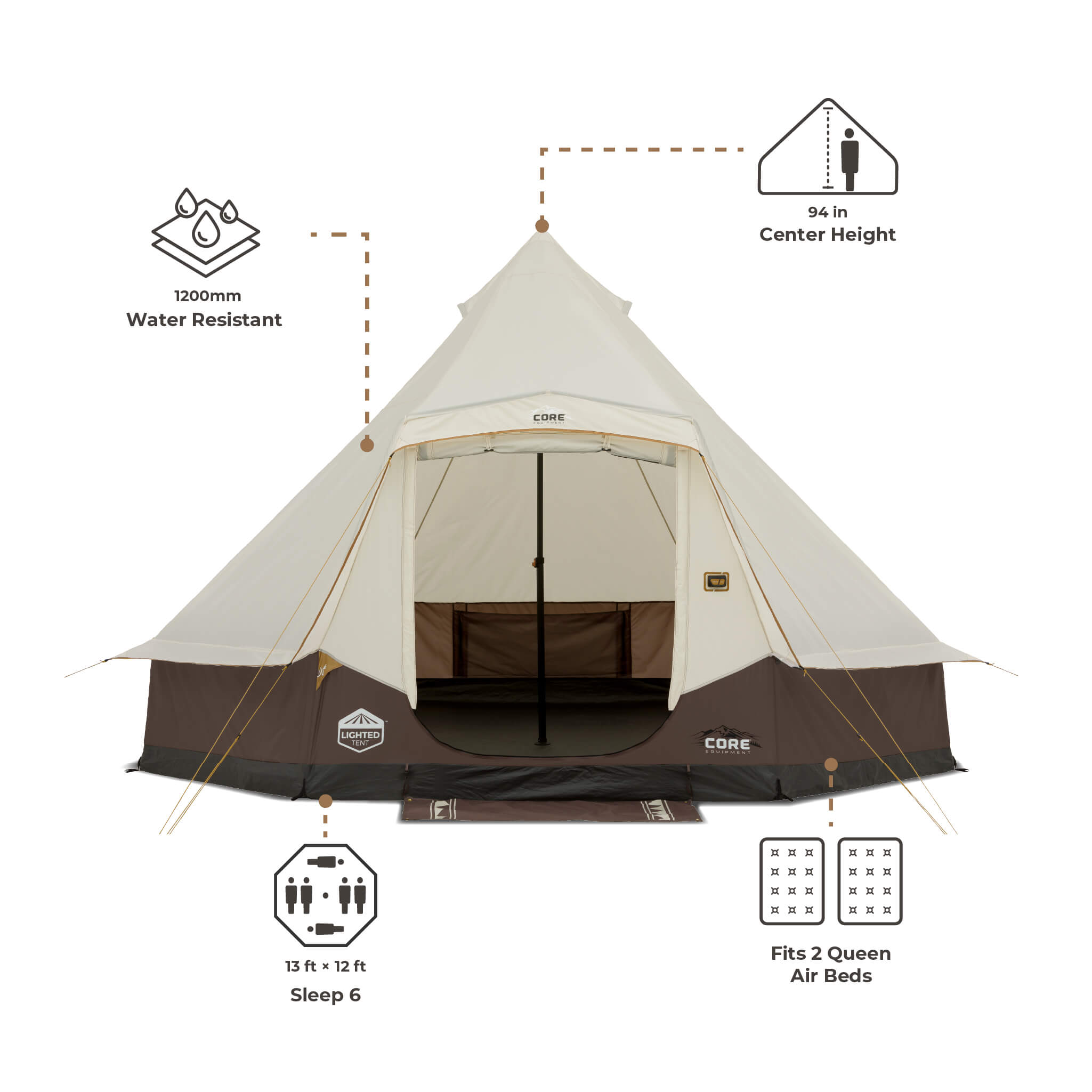 6 Person Lighted Bell Tent