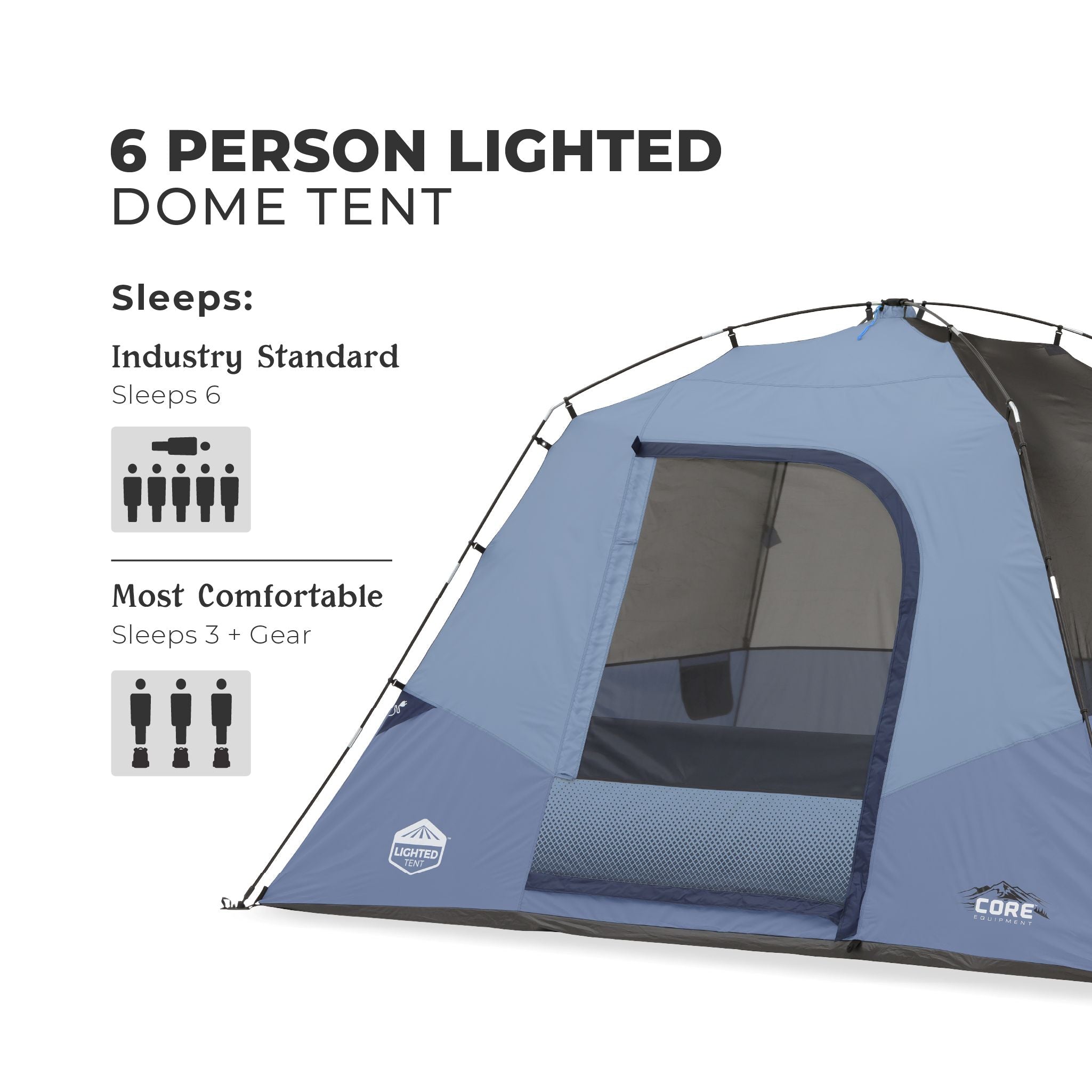 6 Person Lighted Dome Tent