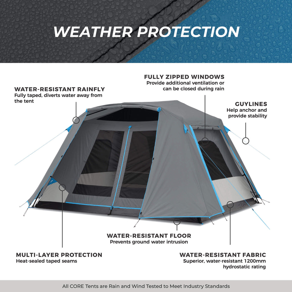 6 Person Lighted Instant Cabin Tent with Full Rainfly