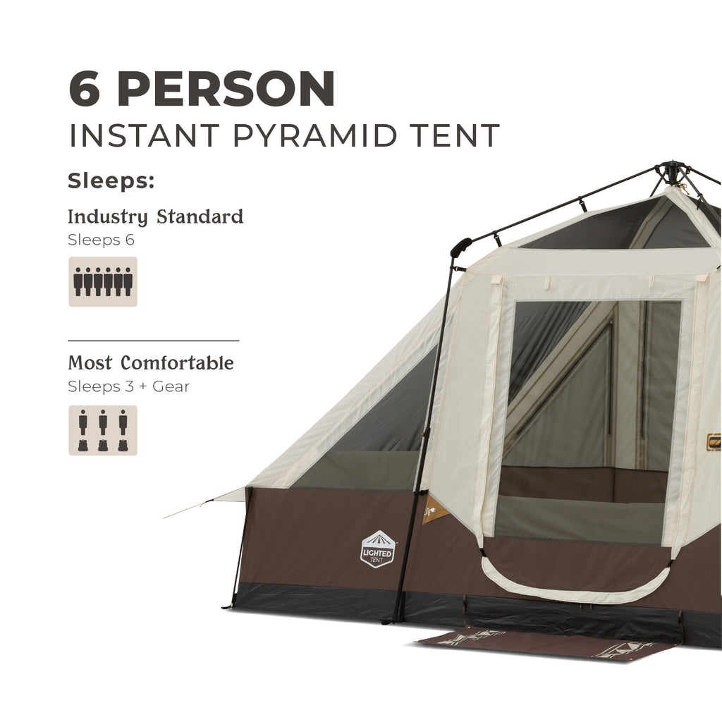 6 Person Lighted Instant Pyramid Tent