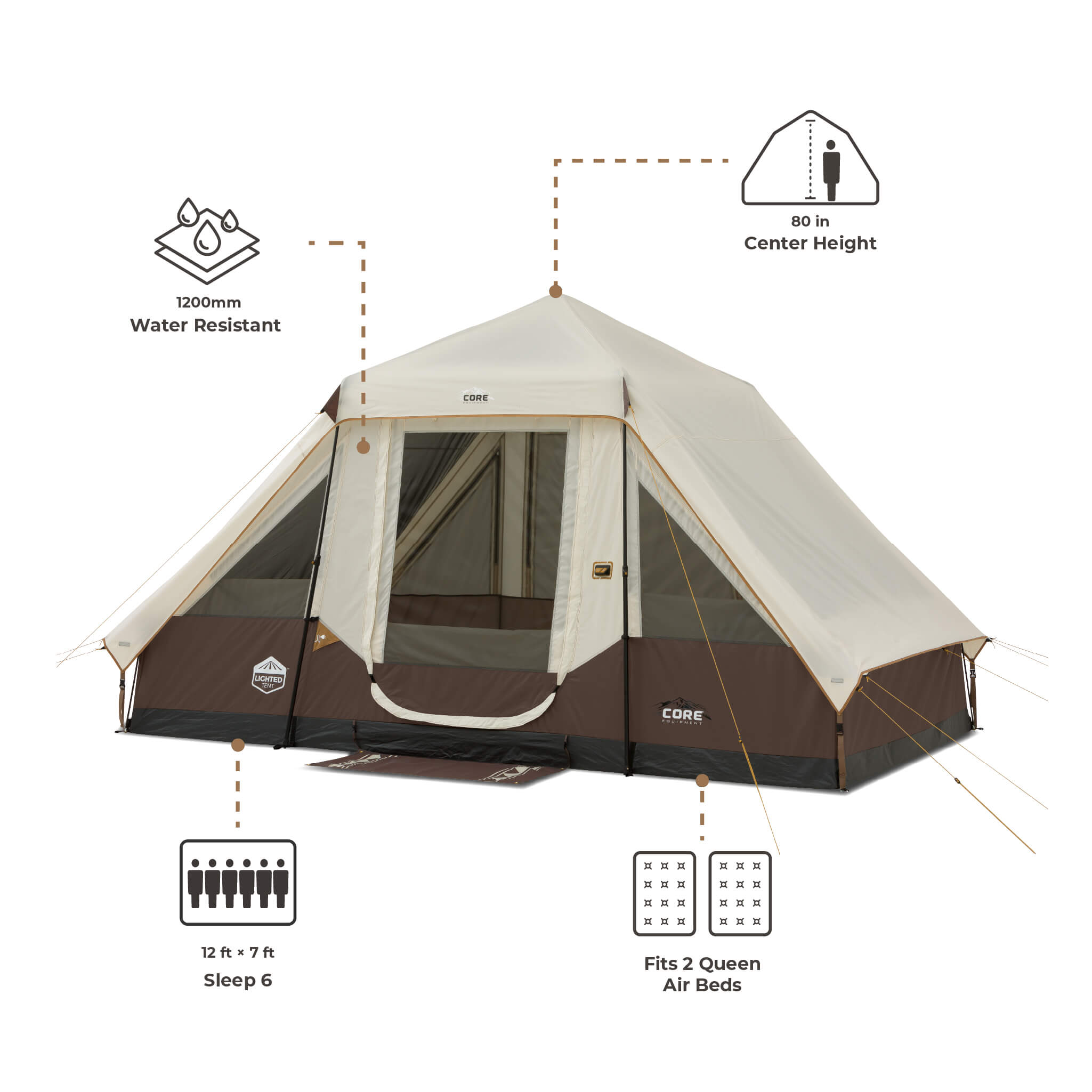 6 Person Lighted Instant Pyramid Tent