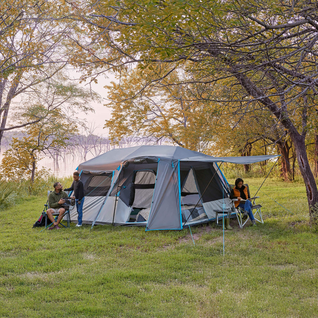 9 Person Lighted Instant Cabin Tent with Full Rainfly