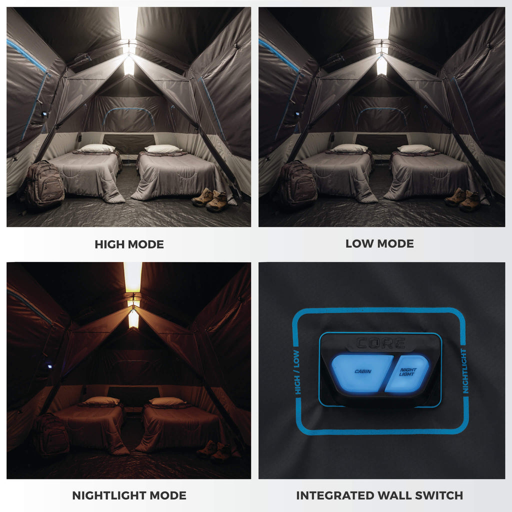 9 Person Lighted Instant Cabin Tent with Full Rainfly