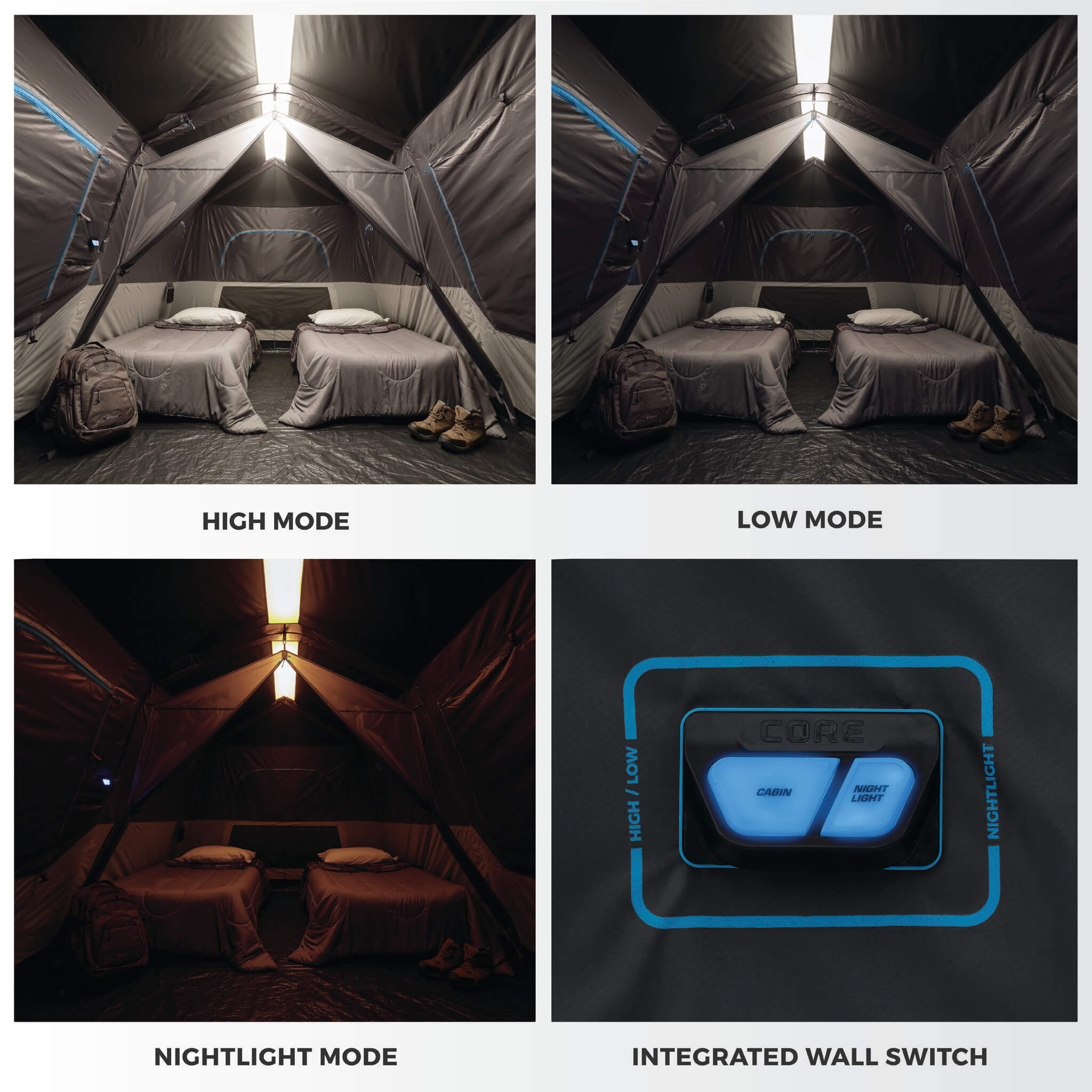 9 Person Lighted Instant Cabin Tent with Full Rainfly