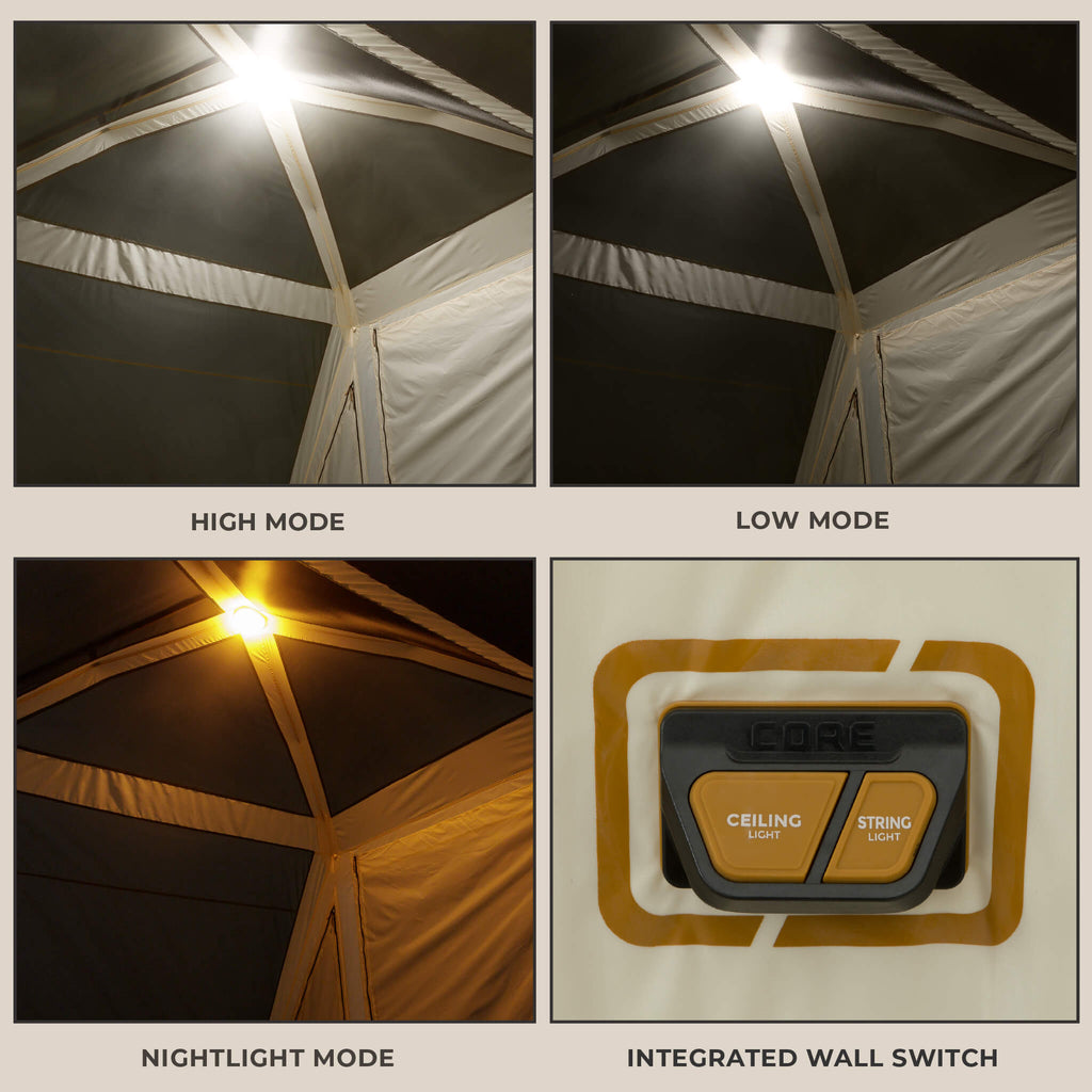 10 Person Lighted Instant Pyramid Tent